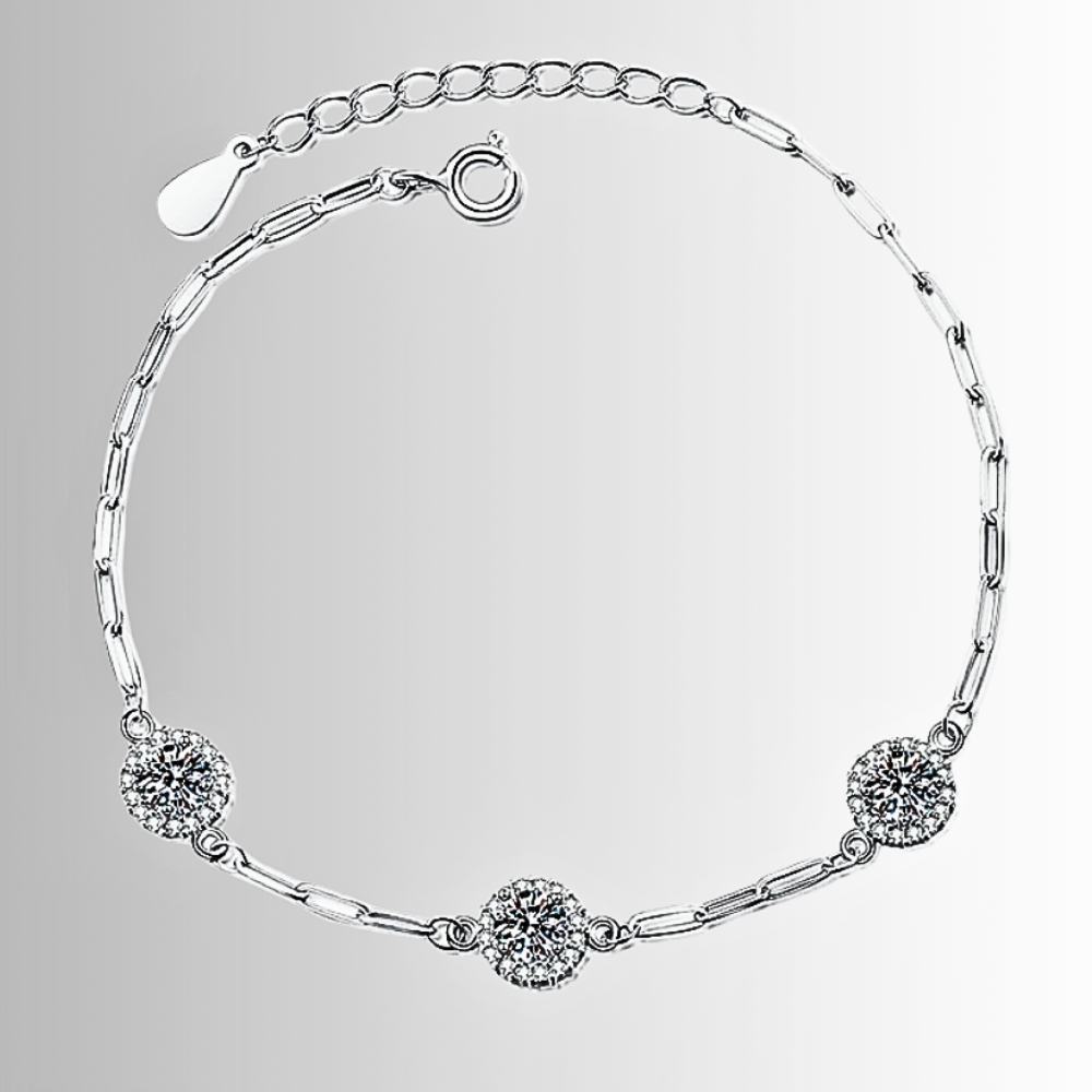 Bracciale a Tre Moissaniti D Color per Ct 1,50 su Maglie Ovali