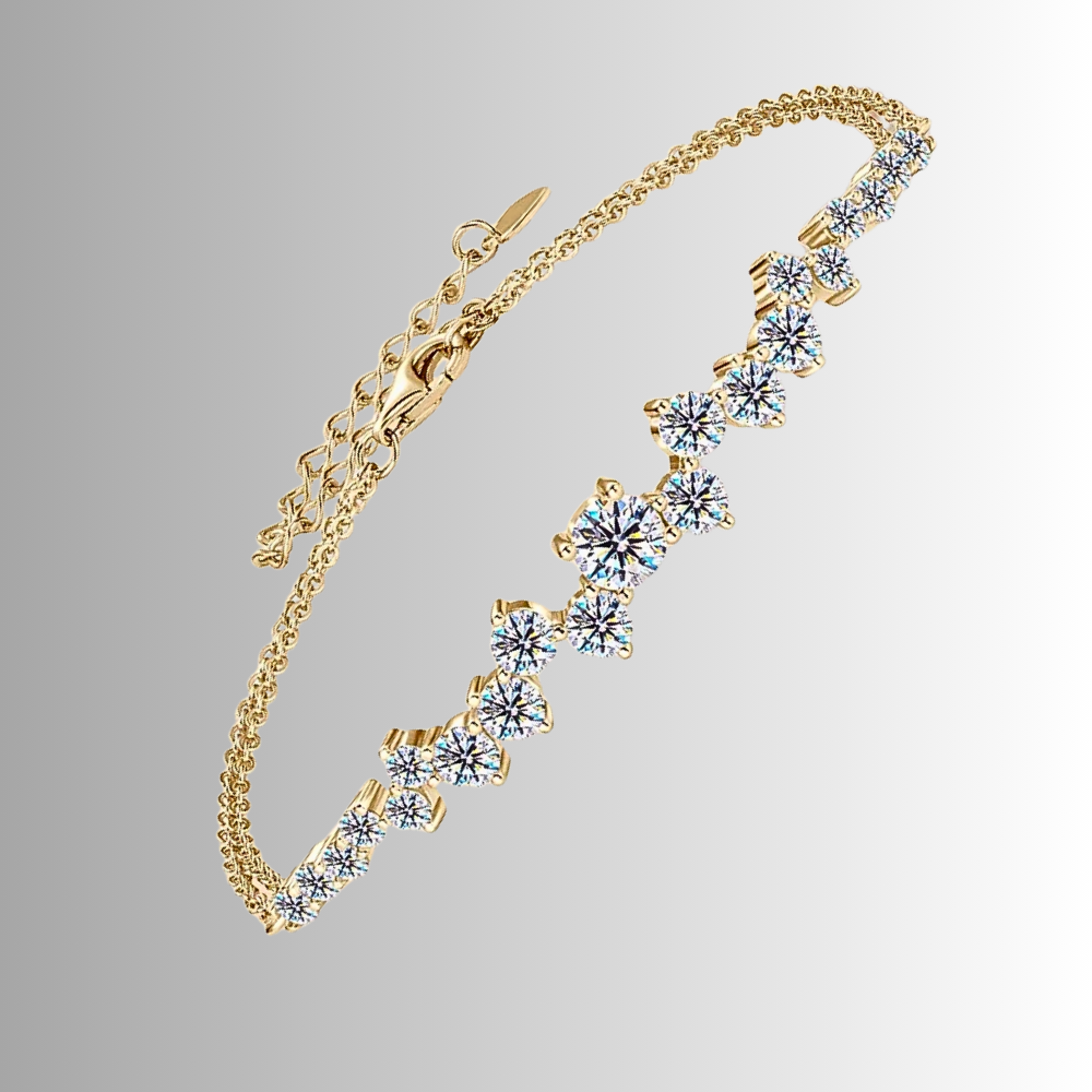 Parure Collana, Bracciale e Anello con Moissaniti Sfalsate