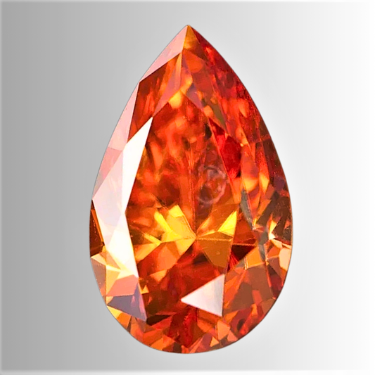 Moissanite Arancio Taglio Goccia Certificata