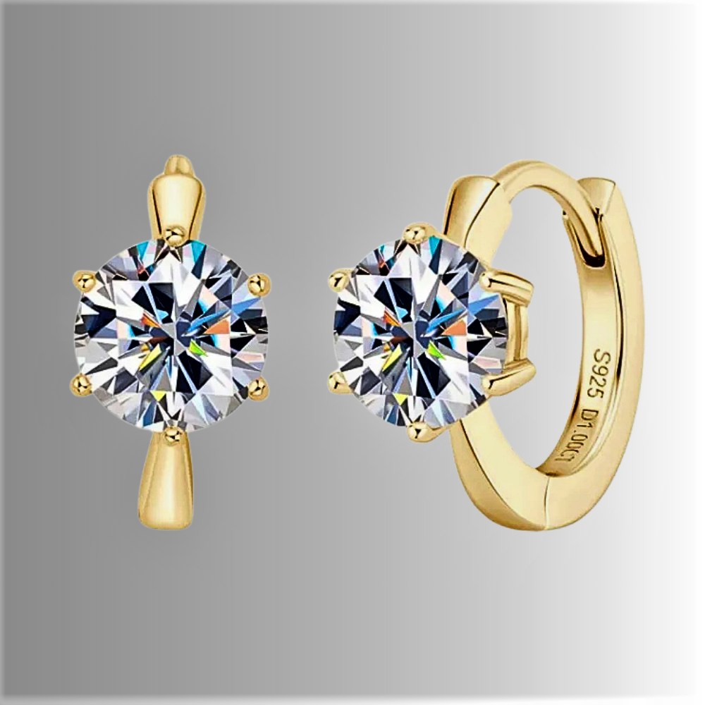 Orecchini a Solitario con Moissanite D Color per totale ct 2.00