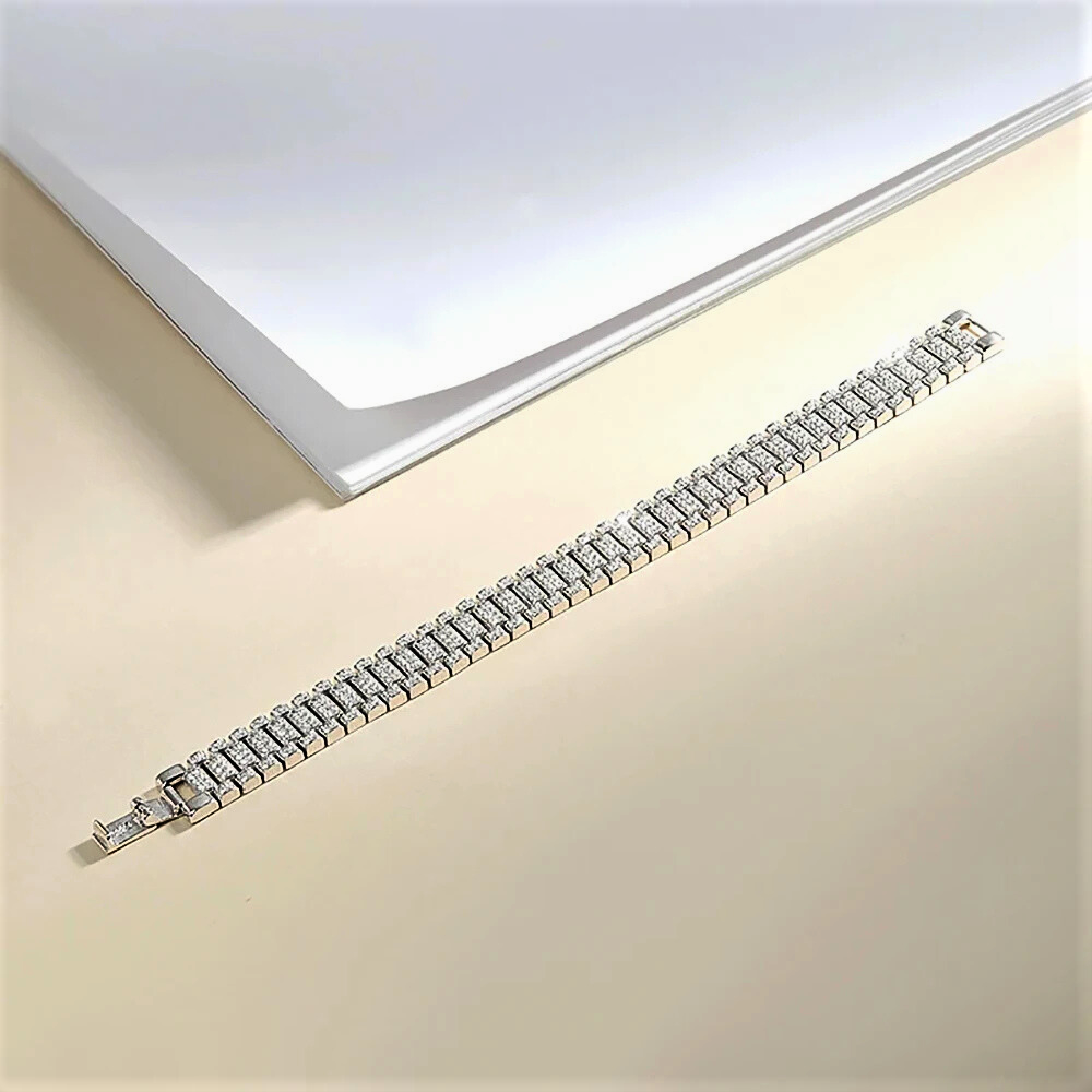 Bracciale "Chain Link" con Pavè di Moissaniti D Color