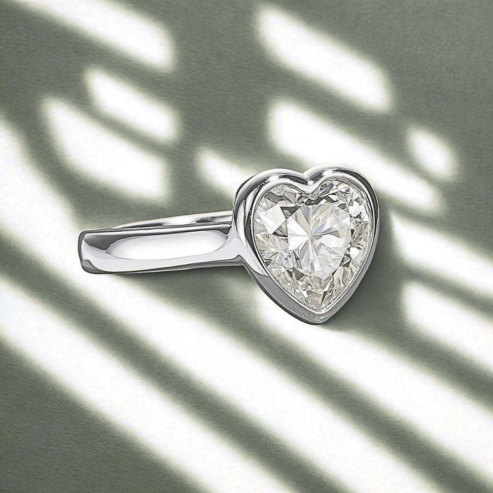 Solitario con Moissanite a Cuore di ct 3,00