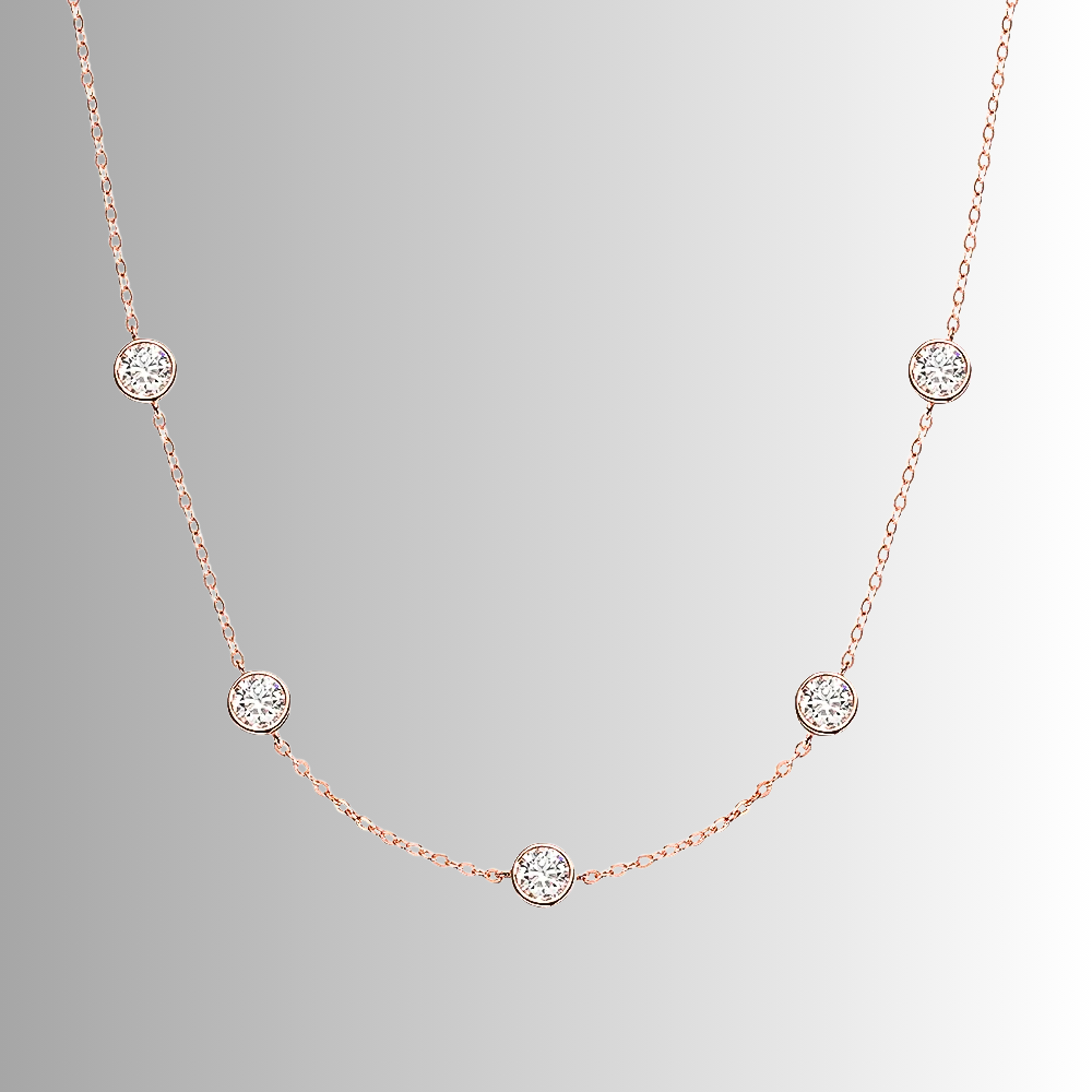 Collana con 5 Castoni Tondi con Moissanite per ct 2,50