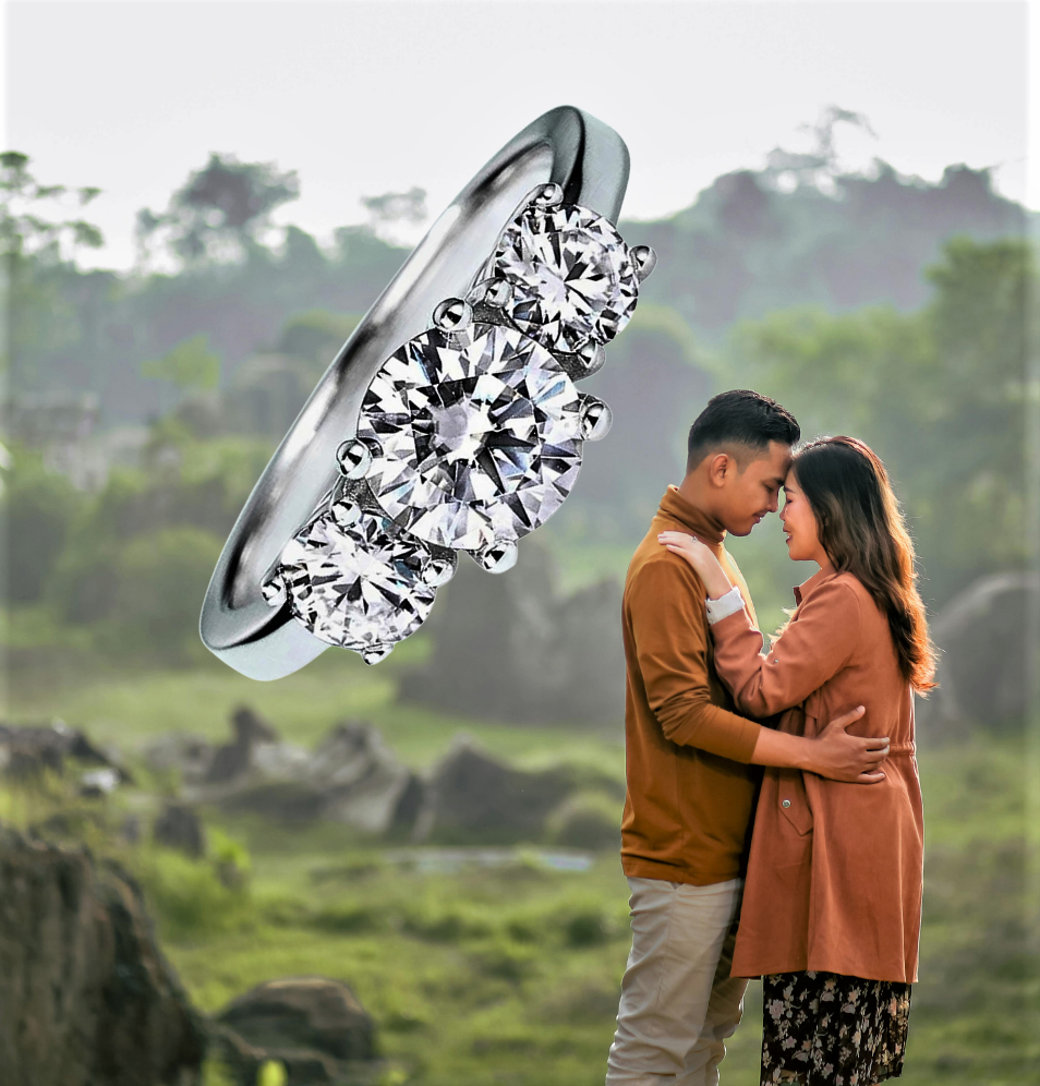 Trilogy con Moissanite Certificata da 2 o 4 Carati