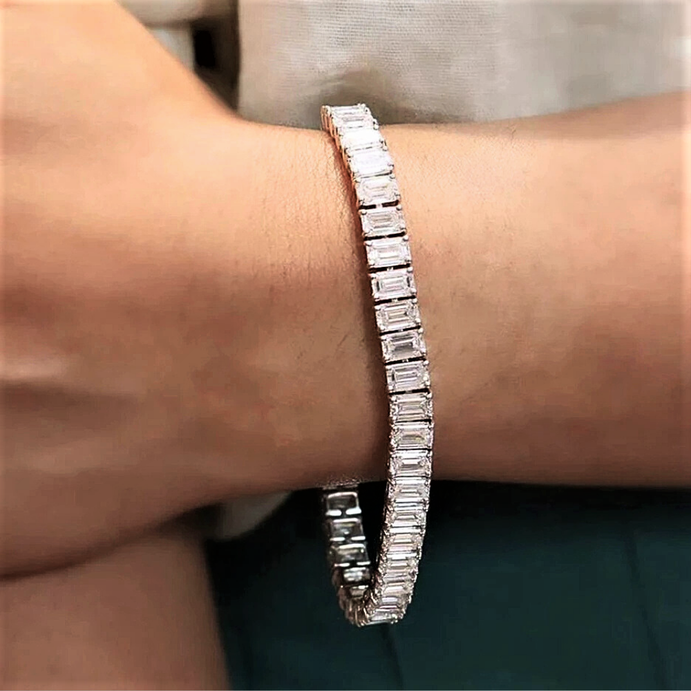 Bracciale Tennis con Moissaniti Taglio Smeraldo