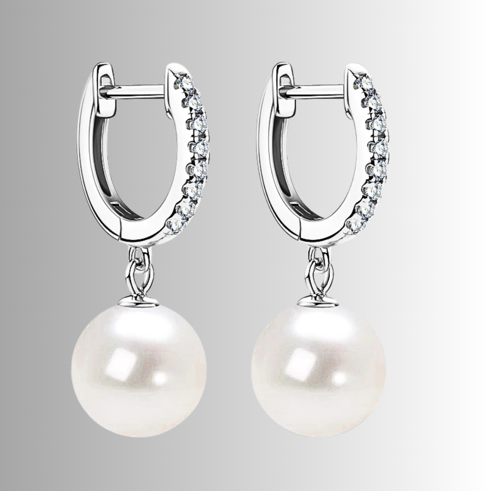 Orecchini ad Anello Ovale con Moissaniti e Perle Naturali