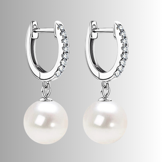 Orecchini ad Anello Ovale con Moissaniti e Perle Naturali