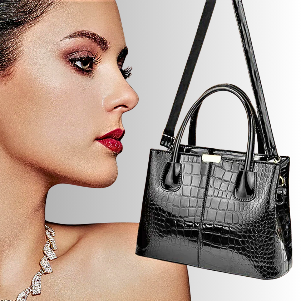 Borsa Tote Verniciata con Lavorazione Coccodrillo