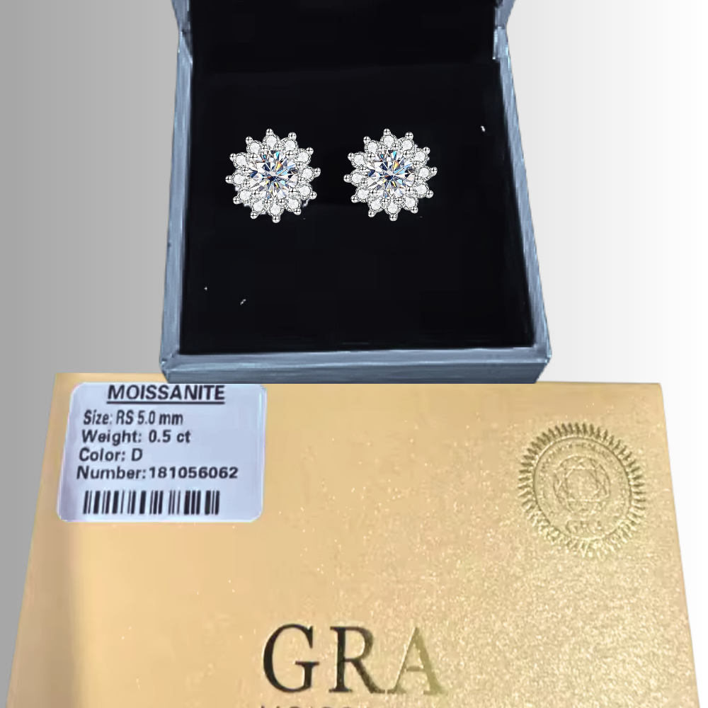 Orecchini a Girasole con Moissaniti per ct 1,00