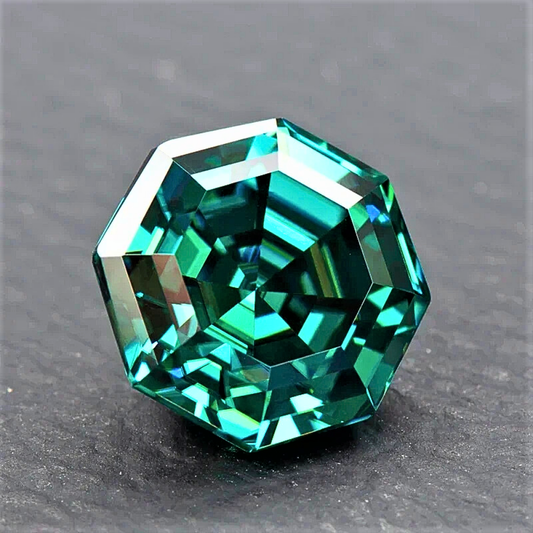 Moissanite Verde Smeraldo Taglio Ottagonale Certificata