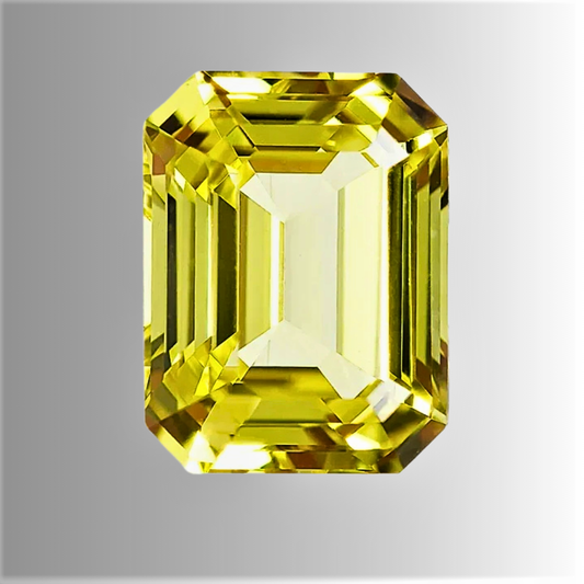 Zaffiro Giallo Lab Grown Taglio Smeraldo Certificato