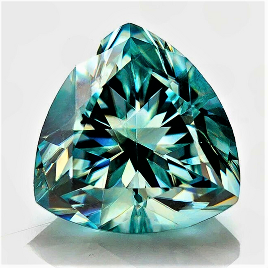 Moissanite Verde Acqua Taglio Trillion Certificata