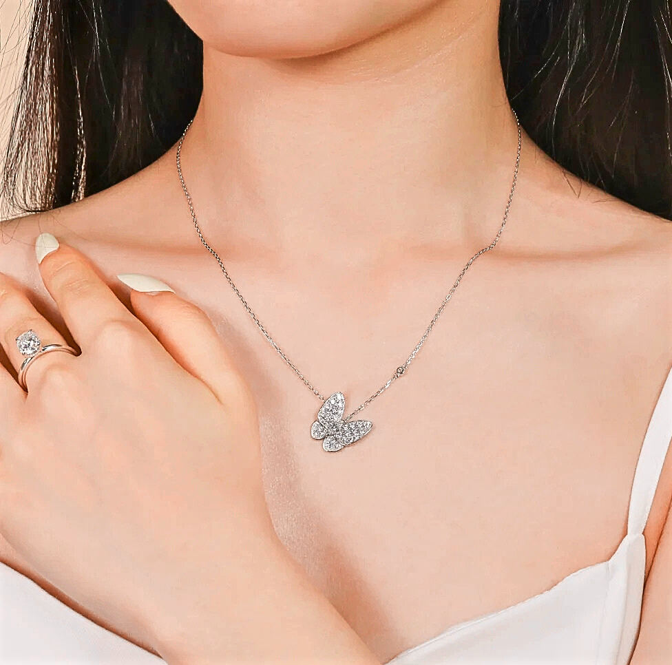 Collana con Farfalla in Pavè di Moissanite per ct 0,70