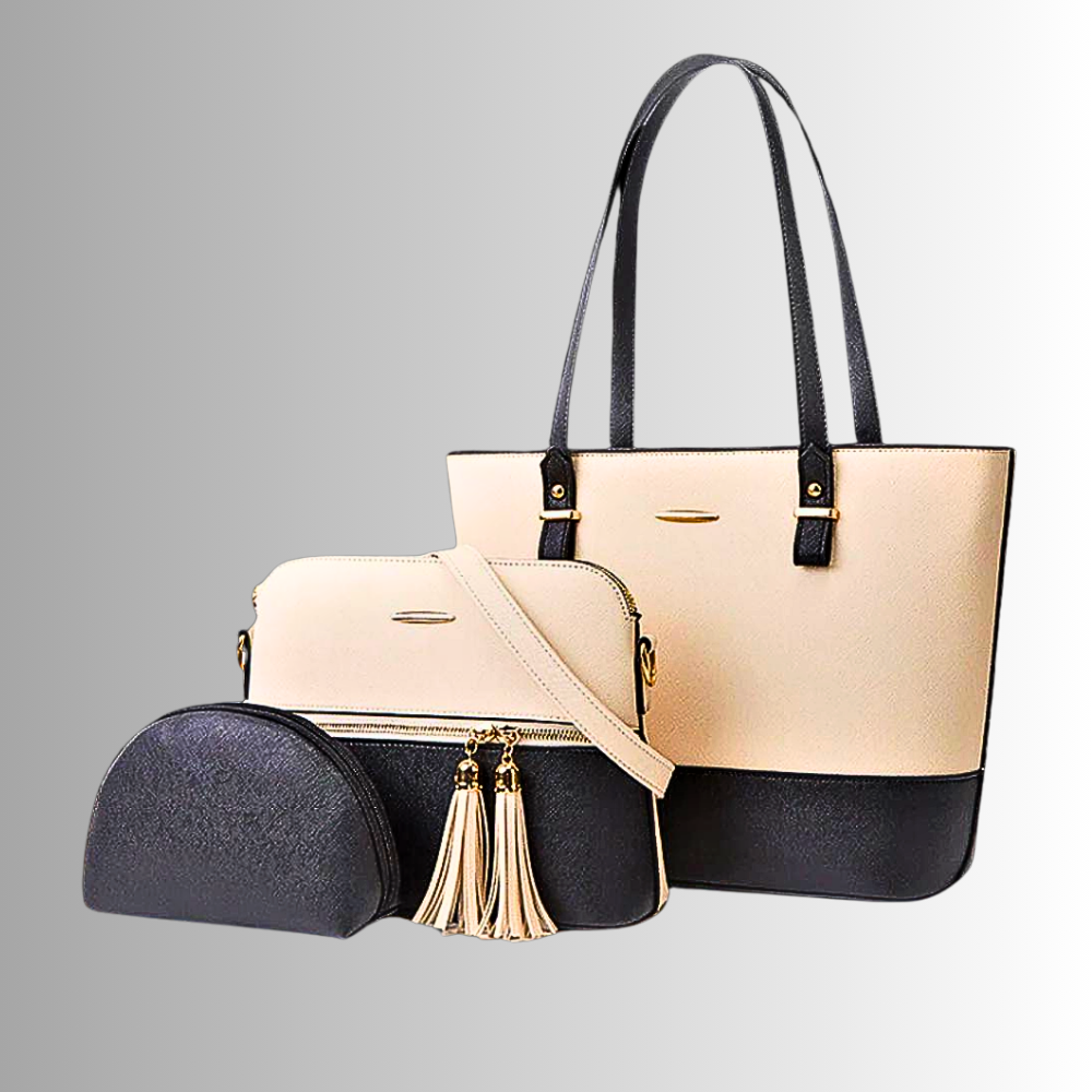 Conjunto de dos bolsos y un clutch: elegancia y funcionalidad 