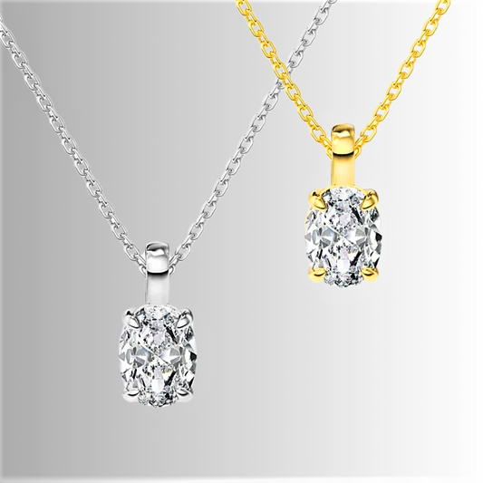 Collana Punto Luce con Moissainite Taglio Ovale Certificata