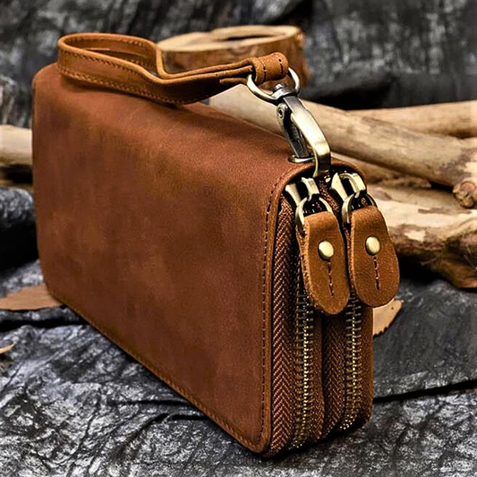 Cartera de piel de becerro Un viaje al pasado