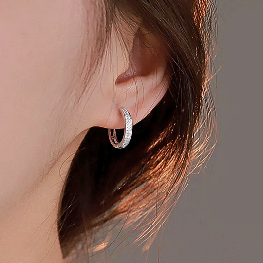 Orecchini a Cerchio con due file di Moissaniti per ct 0,34