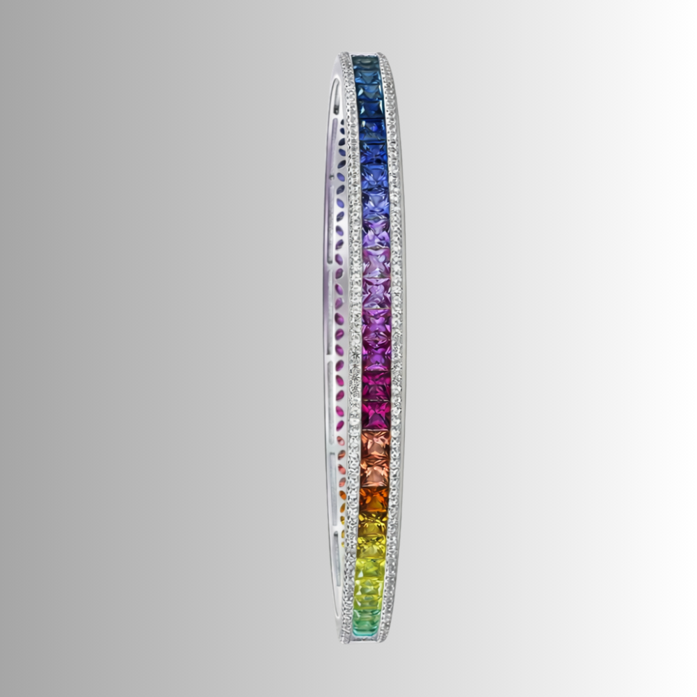 Bracciale con Zaffiri Multicolor creati in Laboratorio Taglio Princess