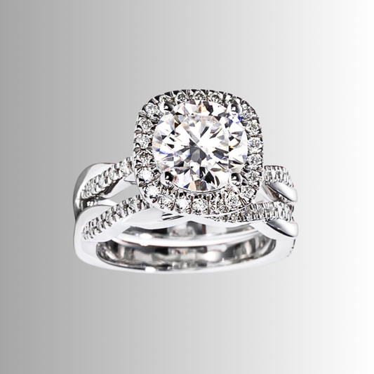 Fascia con Moissanite  e Fedina abbinata per tot ct 3,48