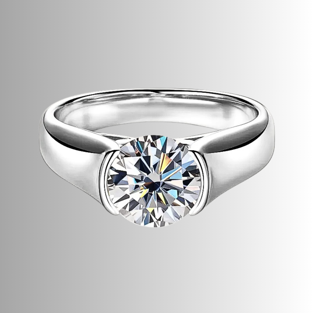 Solitario con Castone Aperto con Moissanite di ct 2,00