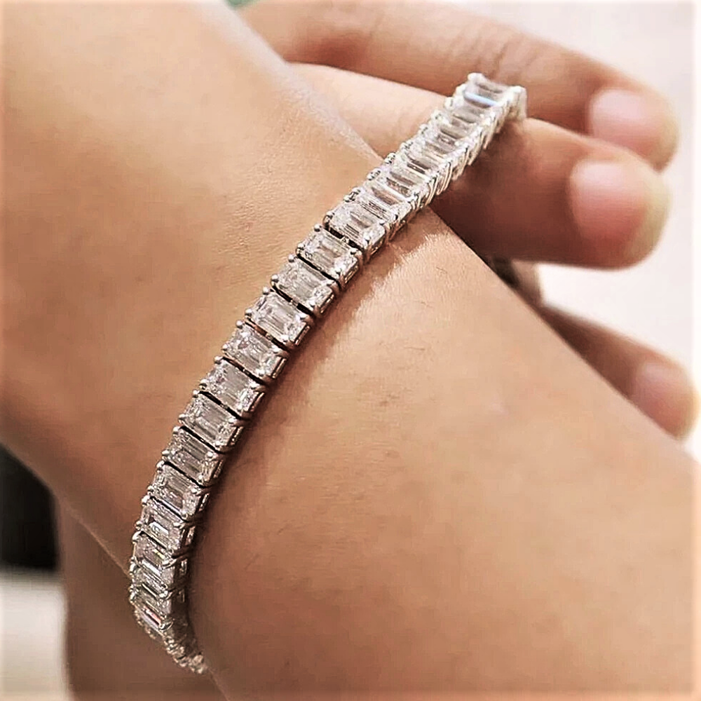 Bracciale Tennis con Moissaniti Taglio Smeraldo