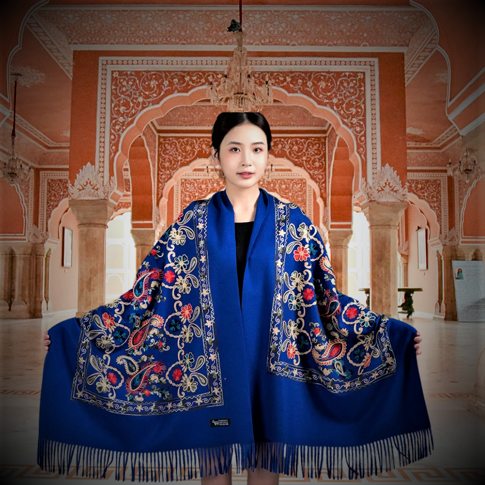 Pure Cashmere Floral Scarf: Artisan Elegance