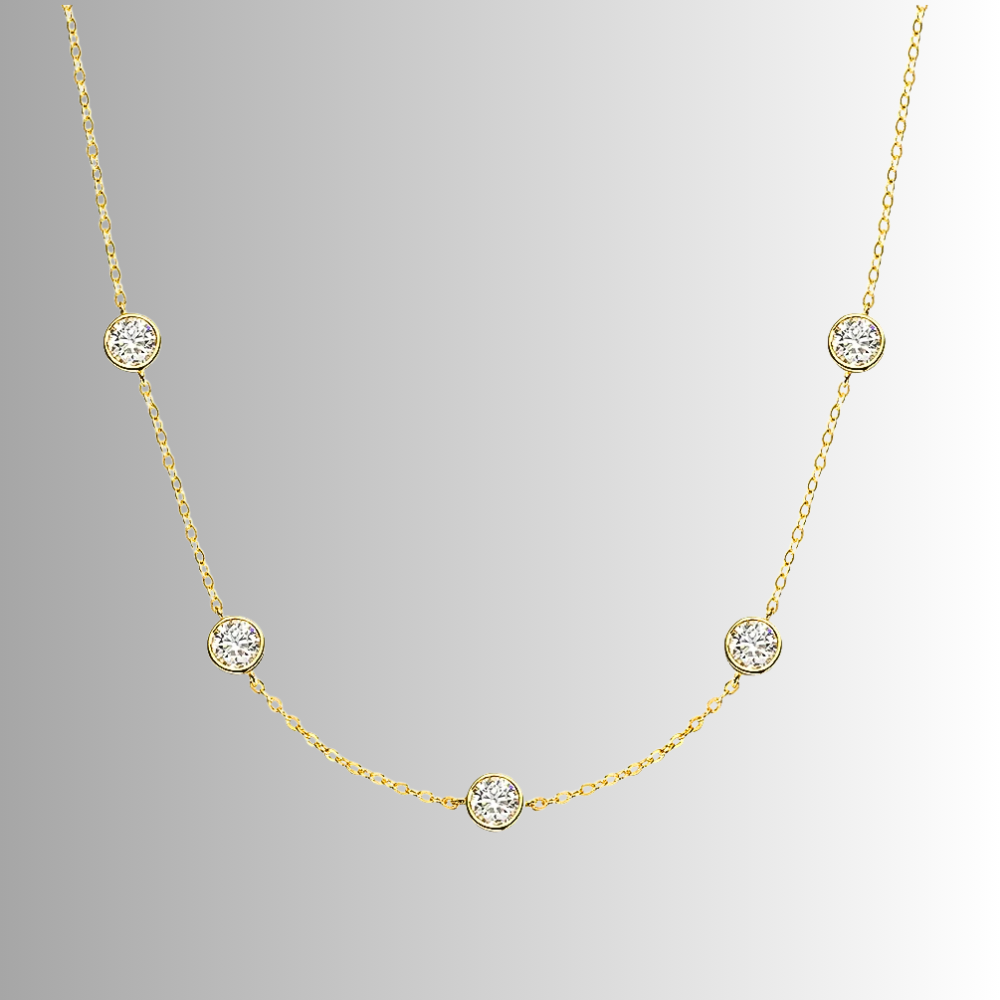 Collana con 5 Castoni Tondi con Moissanite per ct 2,50