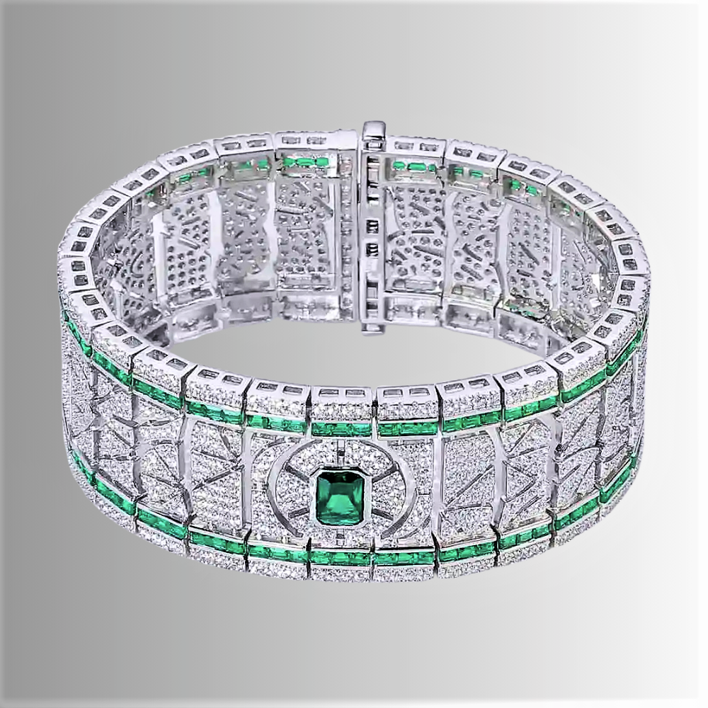 Bracciale con Smeraldi Colombiani e Brillanti Coltivati