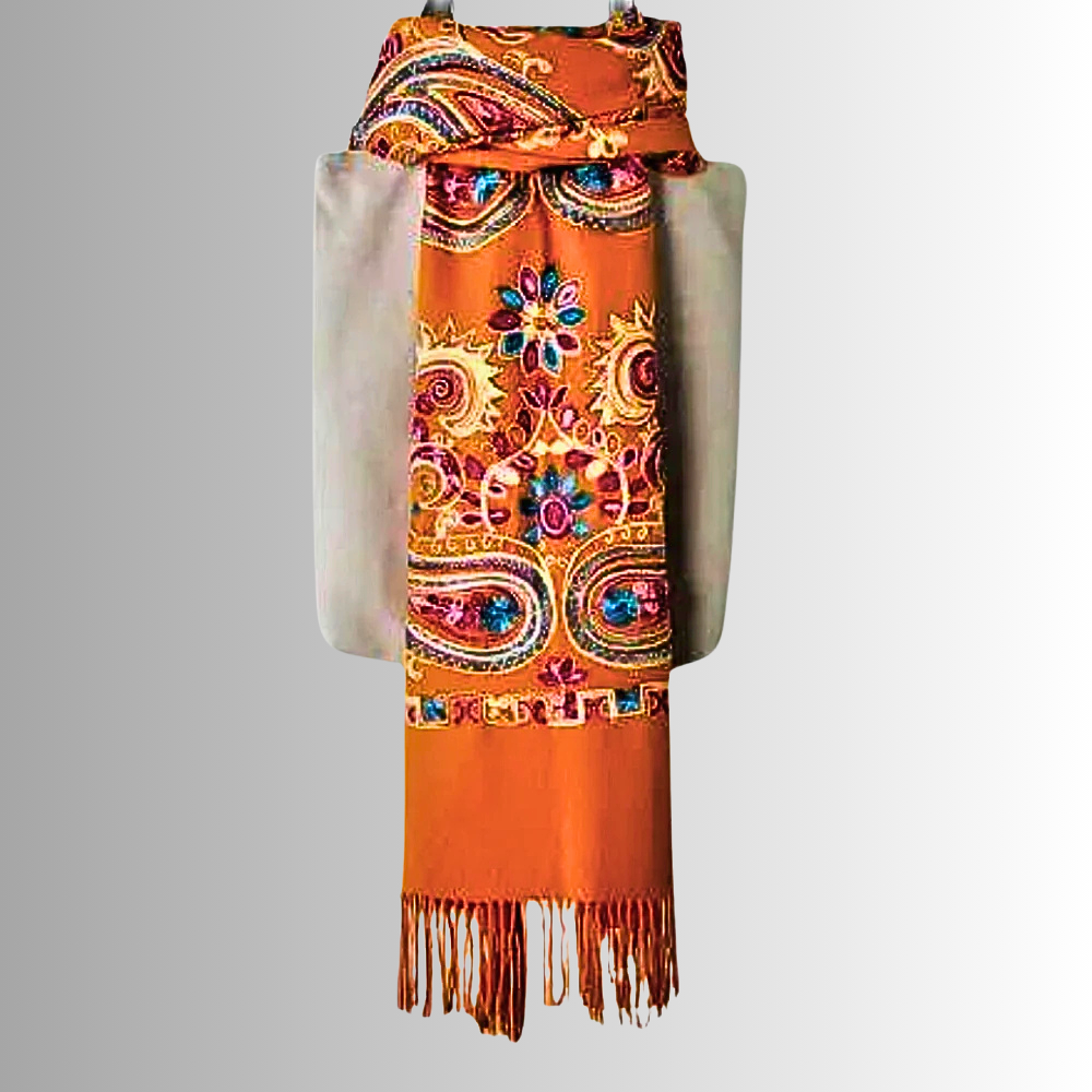 Pashmina Misto Lana Ricamata a Mano