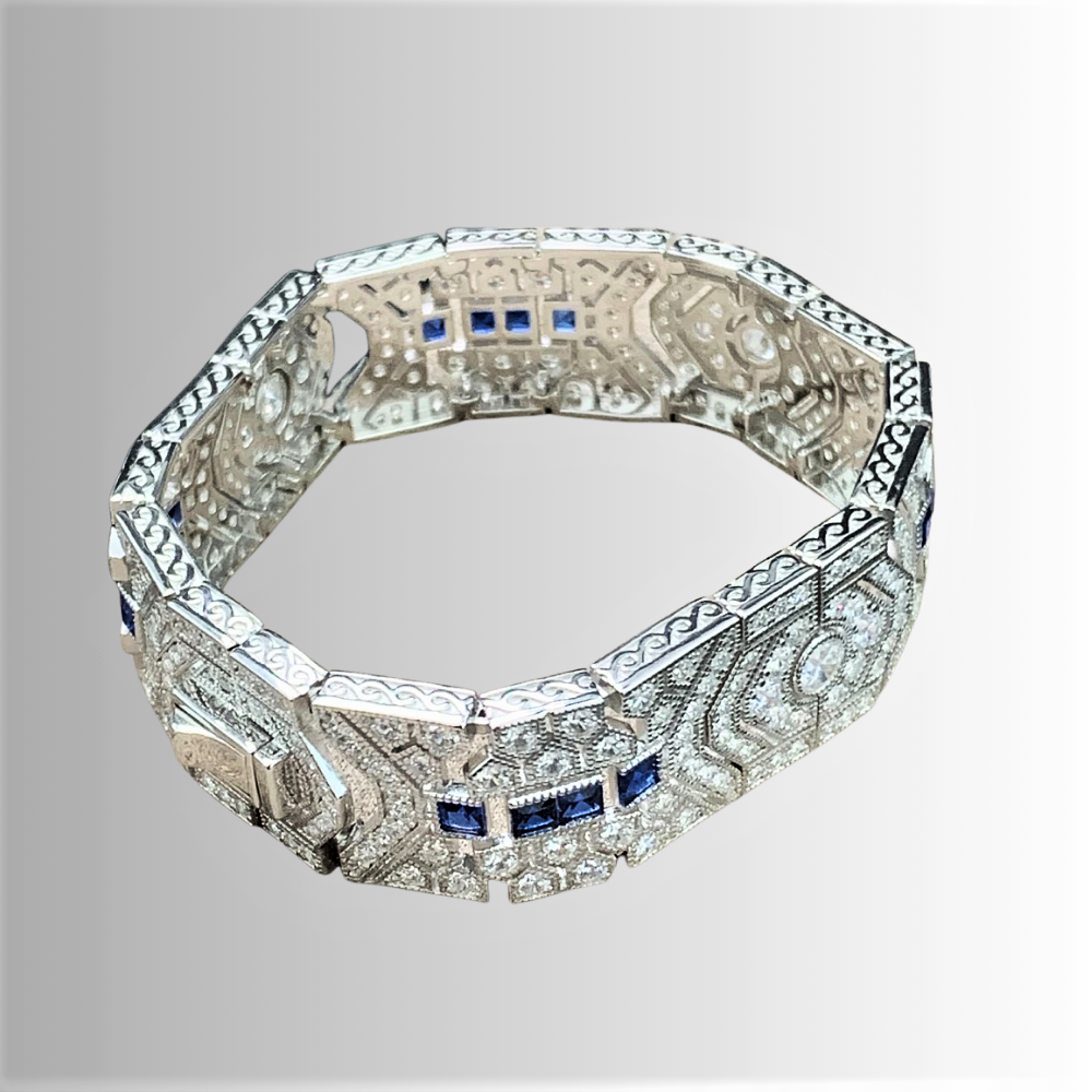 Bracciale a Fascia con Zaffiri e Brillanti Coltivati