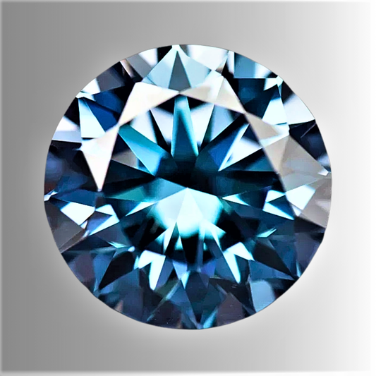 Moissanite Blu Mare Taglio Brillante Certificato