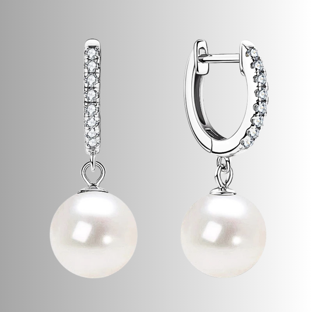 Orecchini ad Anello Ovale con Moissaniti e Perle Naturali