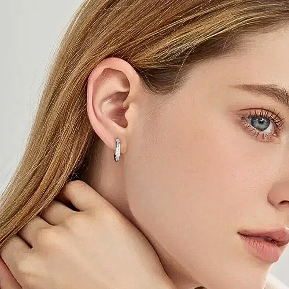 Orecchini a Cerchio con due file di Moissaniti per ct 0,34