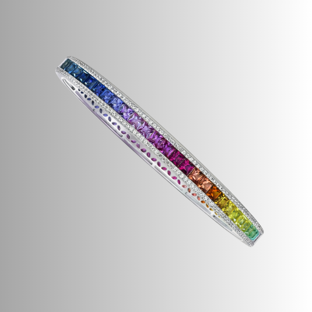 Bracciale con Zaffiri Multicolor creati in Laboratorio Taglio Princess