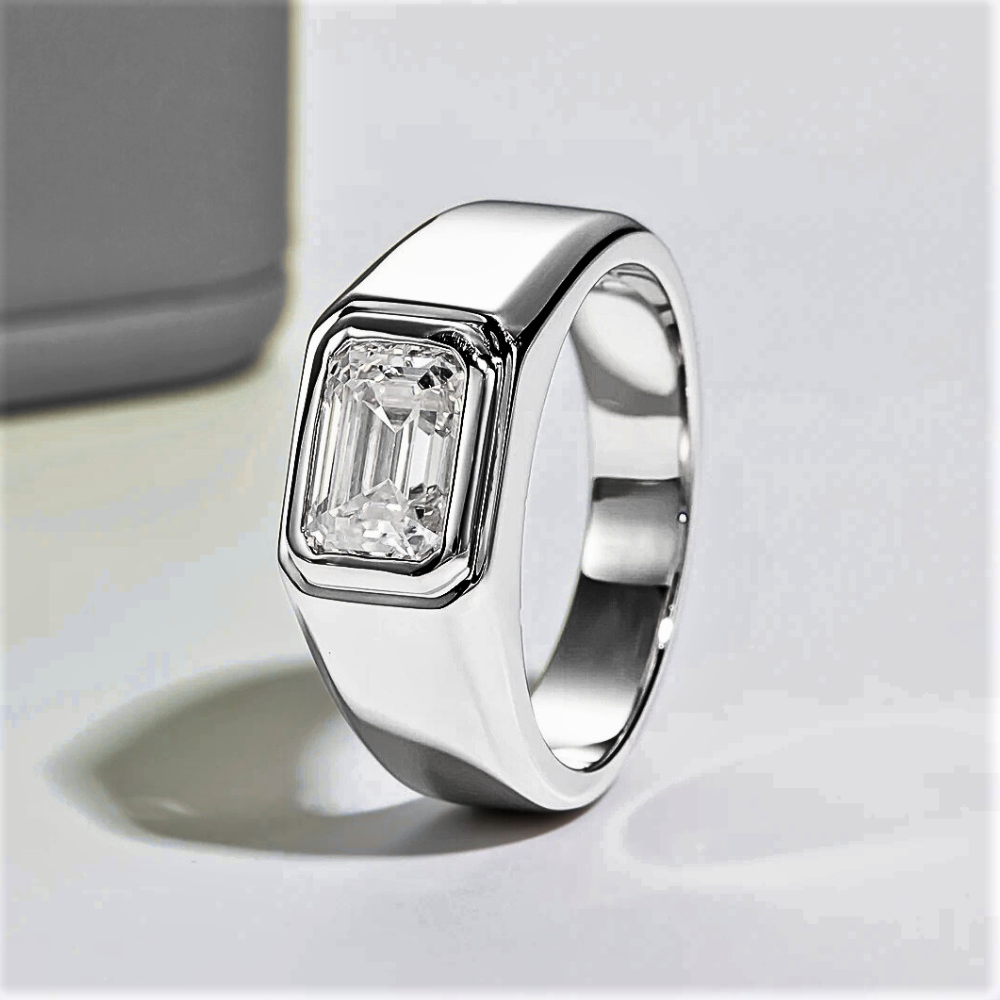 Fede con Moissanite Taglio Smeraldo di ct 2,00