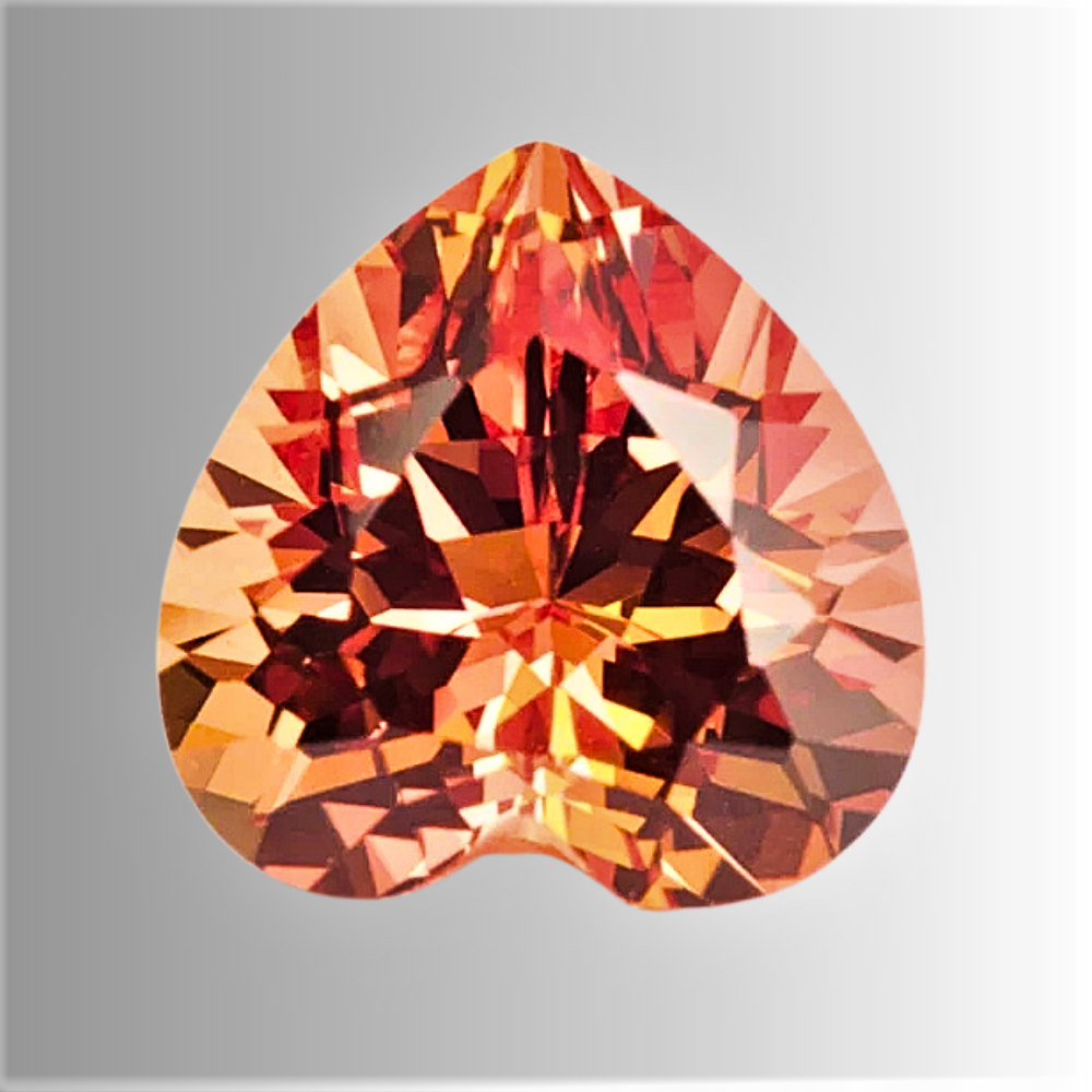 Zaffiro Sunset Arancio Lab Grown Taglio Cuore Certificato
