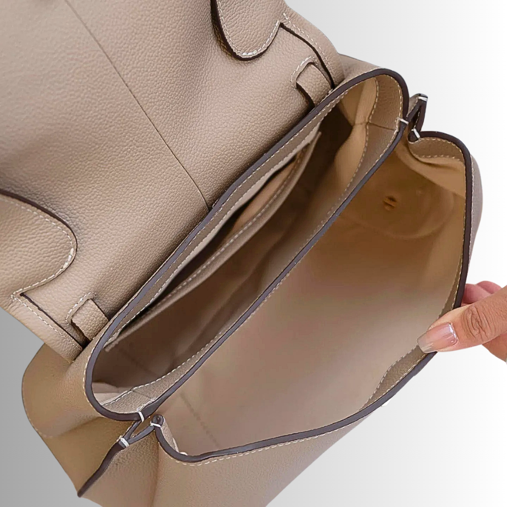 Borsa a Trapezio in Fiore di Pelle di Vitellino