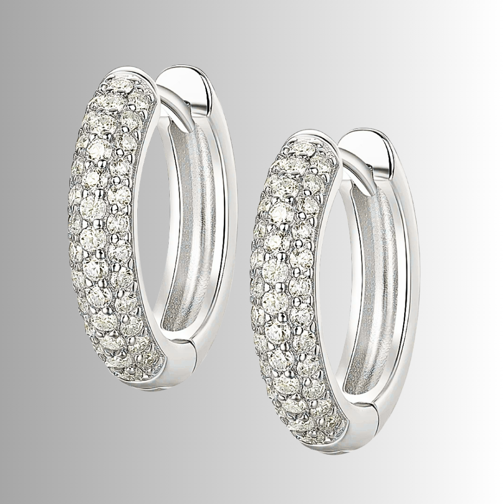 Orecchini Ovali con Pavè di Moissaniti