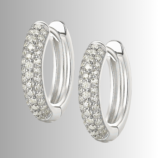 Orecchini Ovali con Pavè di Moissaniti