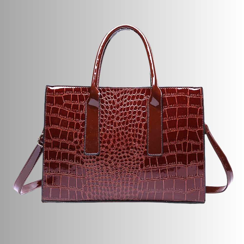 Set di Borsa, Pochette e Portachiavi in Fiore di Pelle di Vitellino