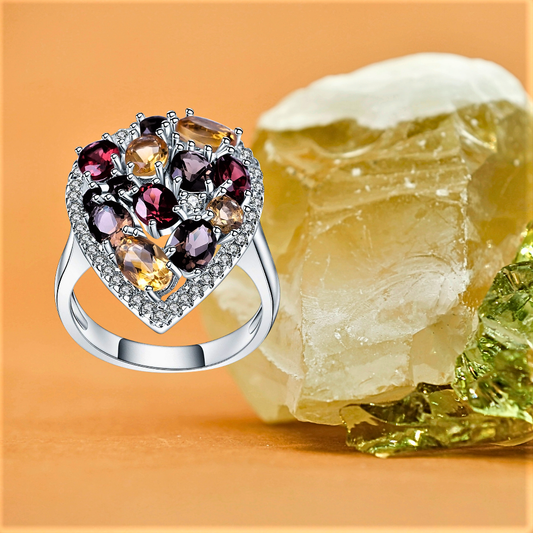 Anillo "Puzzle" con Piedras Semipreciosas Naturales 