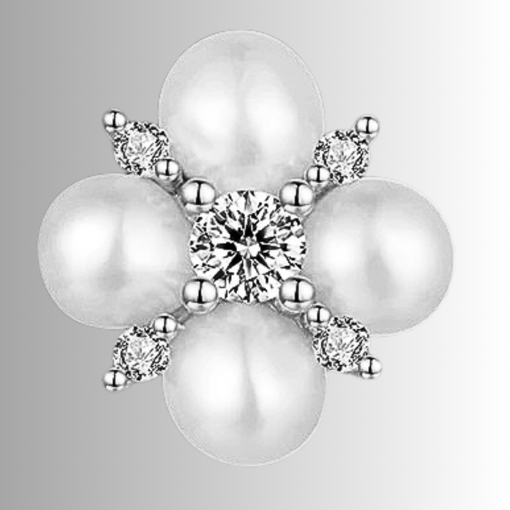 Orecchini a Quadrifoglio con Moissaniti e Perle Naturali