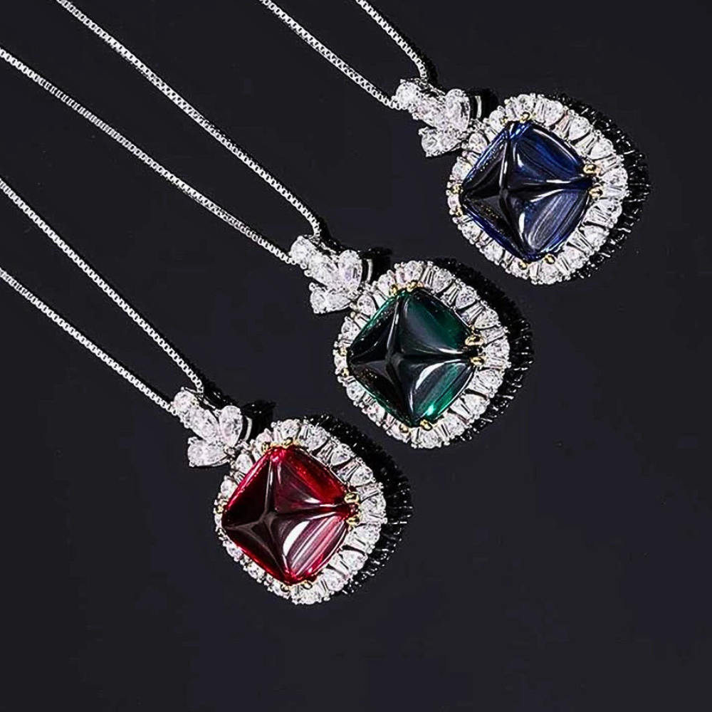 Mini Collezione di Collane con Rubino, Zaffiro, Smeraldo Coltivato