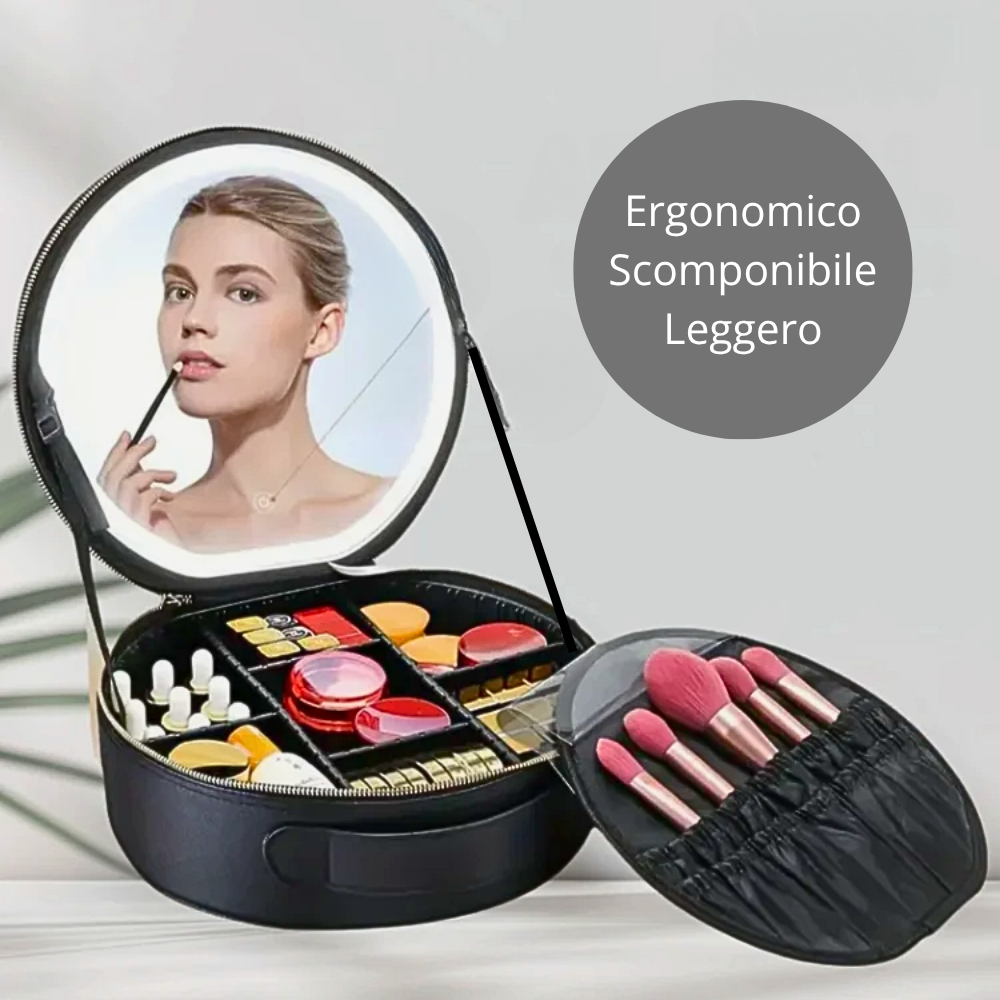 Borsa Make Up da Viaggio con Specchio Illuminato e Power Bank