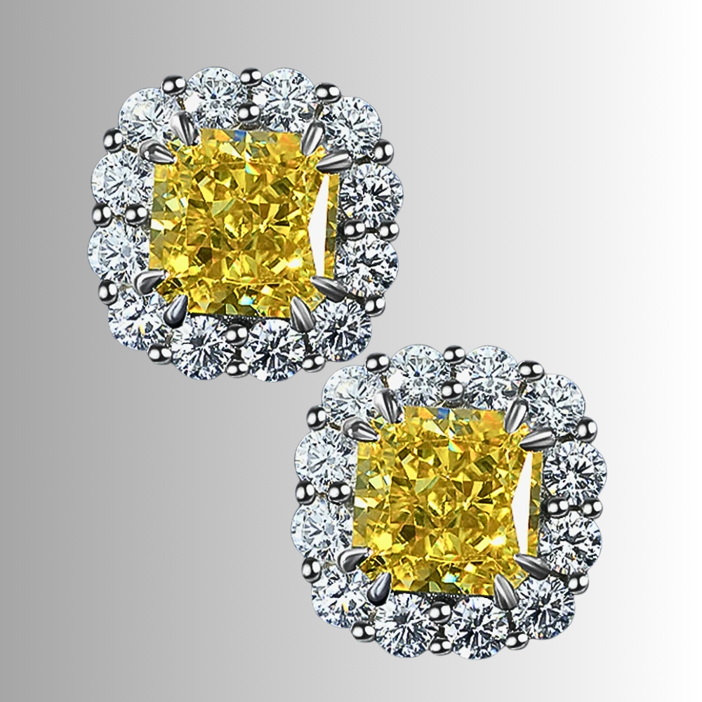 Orecchini a Fiore con Moissaniti Colorate di ct 4,00