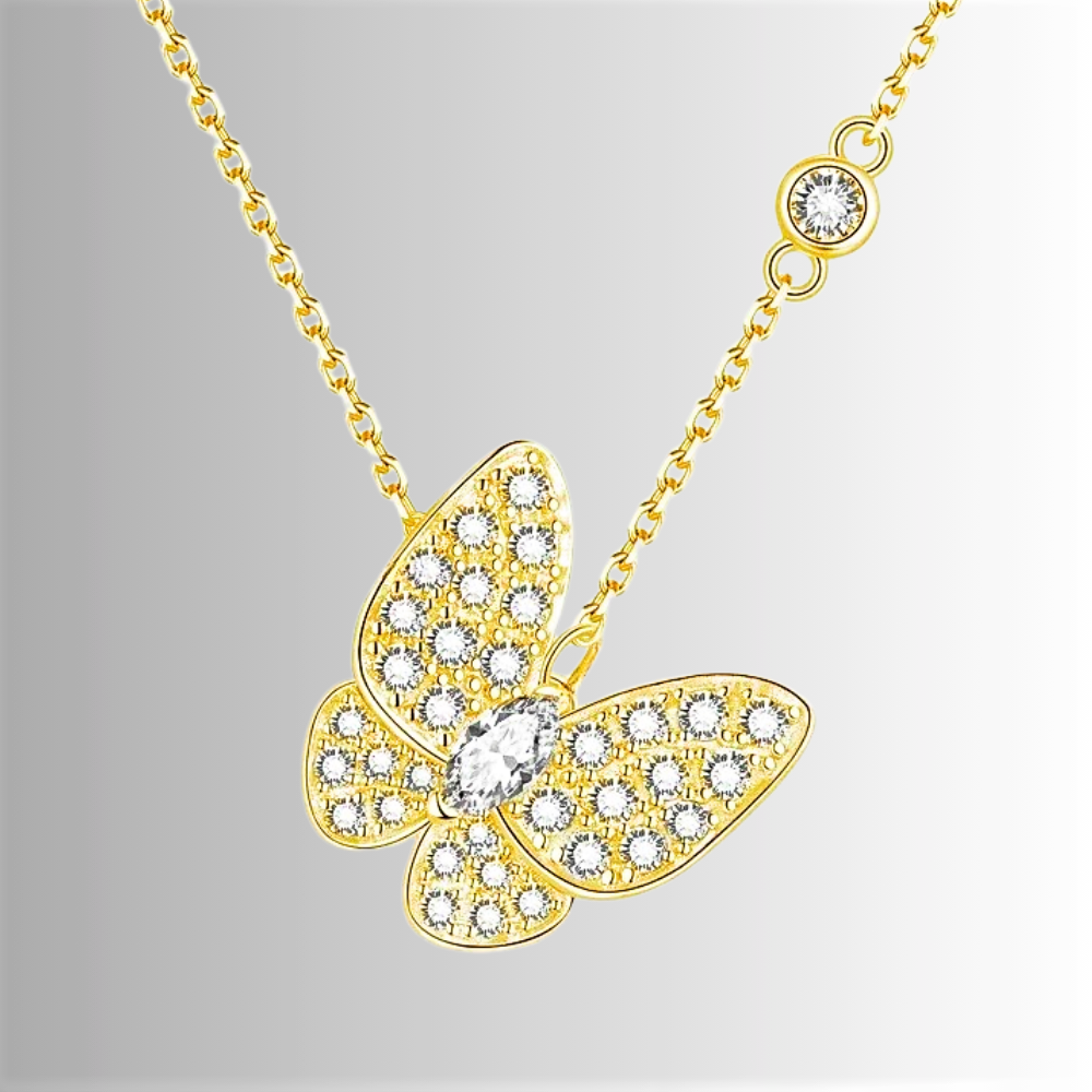 Collana con Farfalla in Pavè di Moissanite per ct 0,70