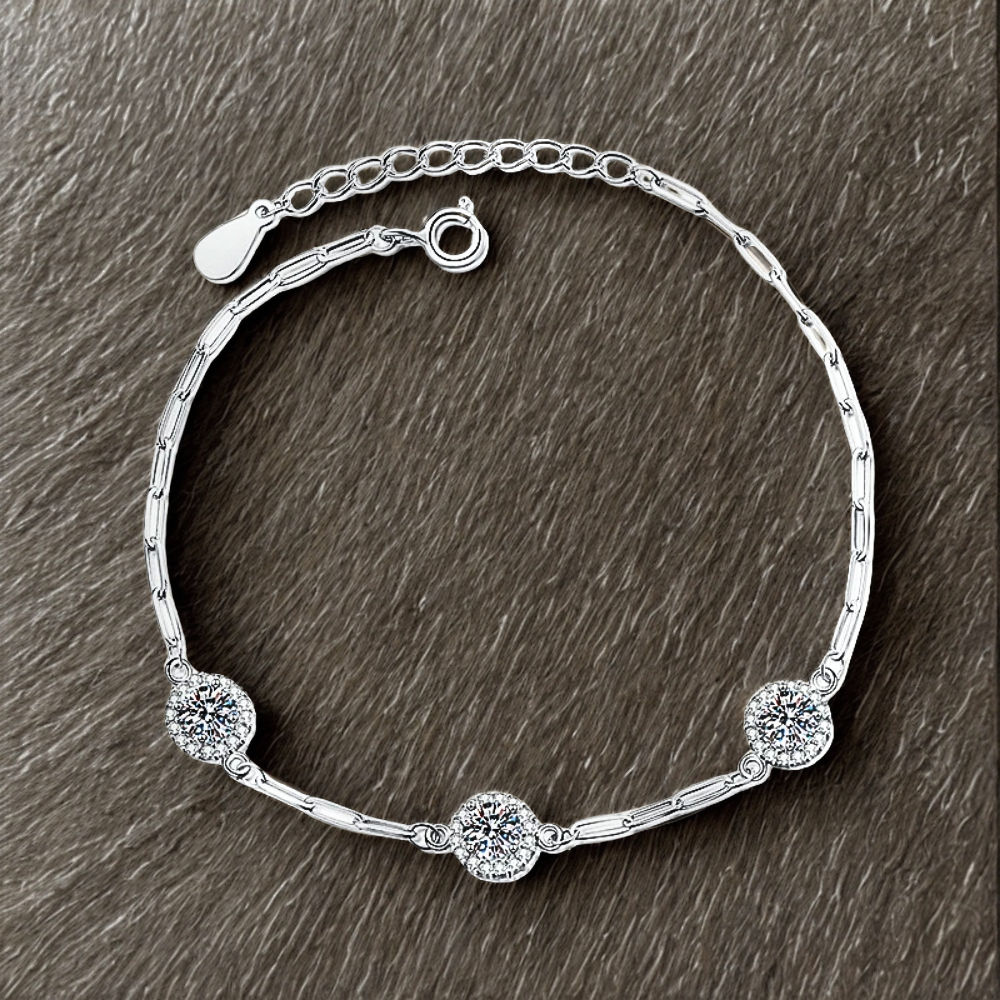 Bracciale a Tre Moissaniti D Color per Ct 1,50 su Maglie Ovali