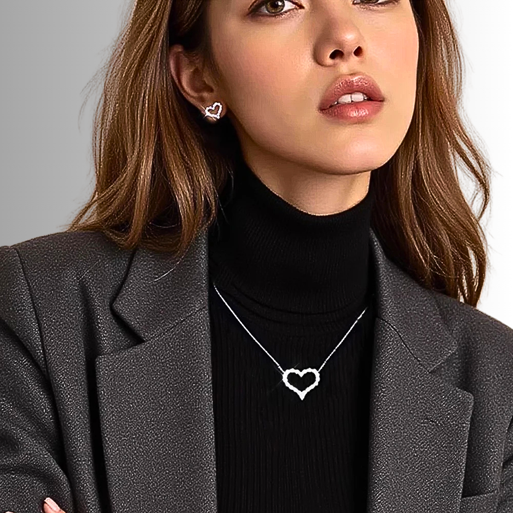 Parure Collana e Orecchini a Cuore con Moissaniti