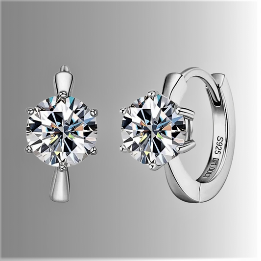 Orecchini a Solitario con Moissanite D Color per totale ct 2.00