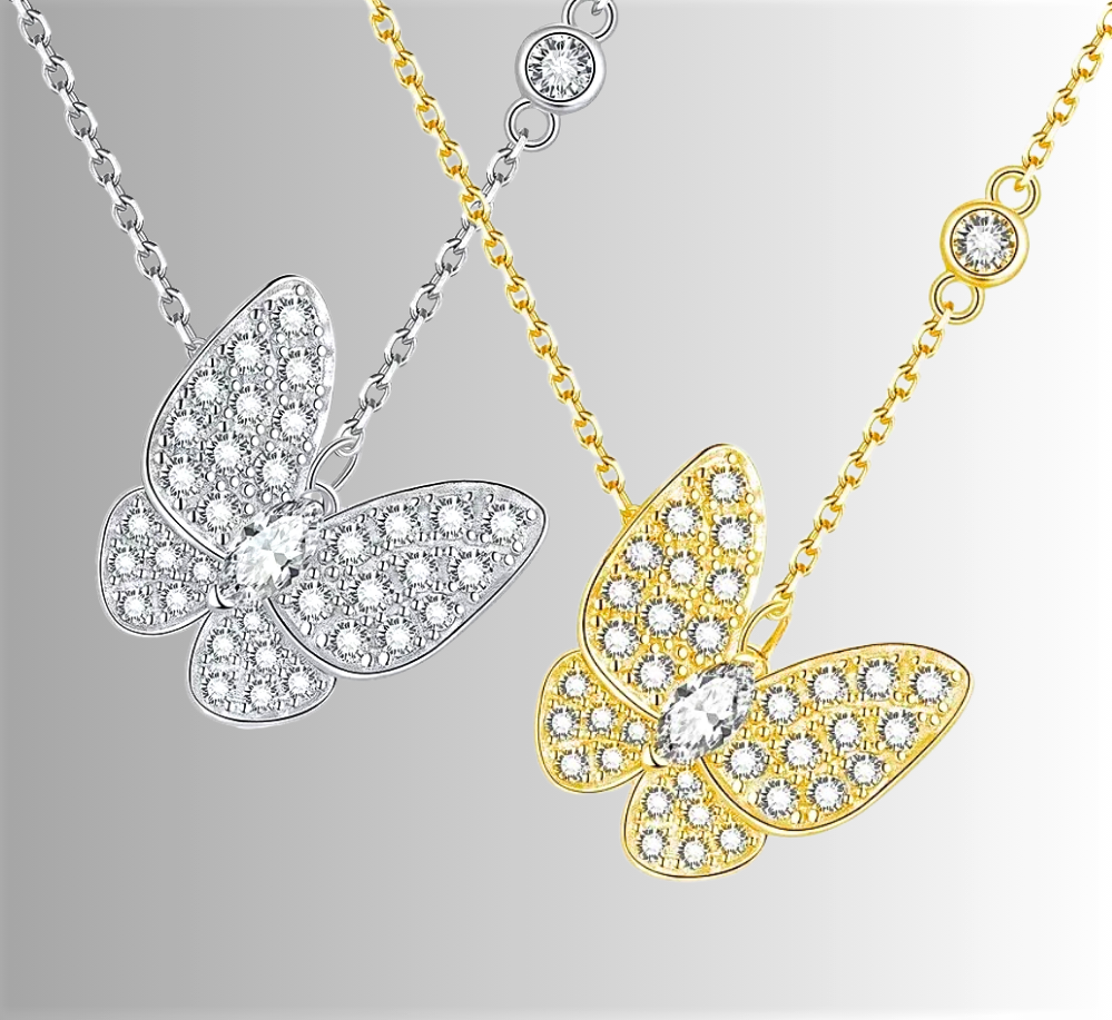 Collana con Farfalla in Pavè di Moissanite per ct 0,70